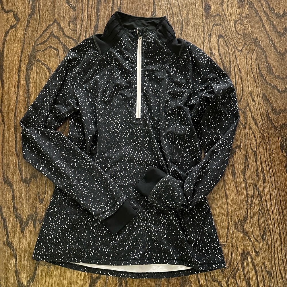 Lululemon half zip pink polka dot jacket with ribbon detail